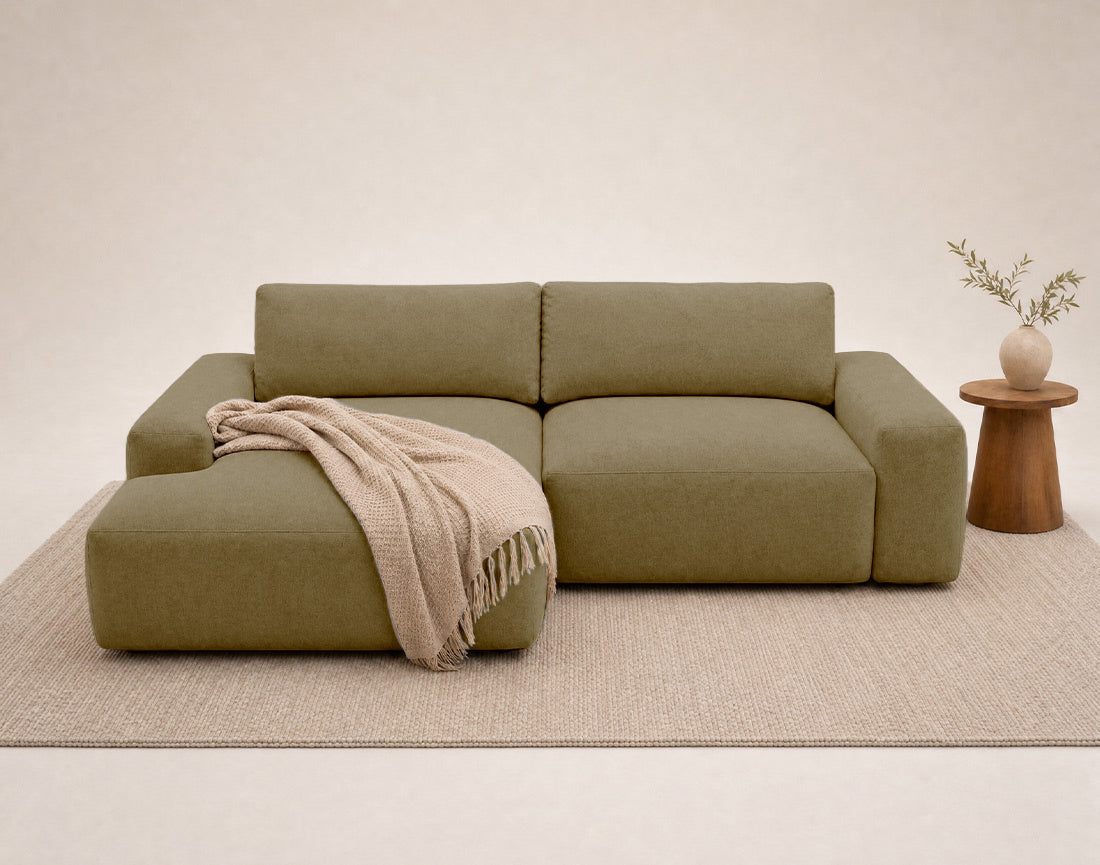 Tama - 4-Seater Corner Sofa Bed With Storage - Fabric - Green