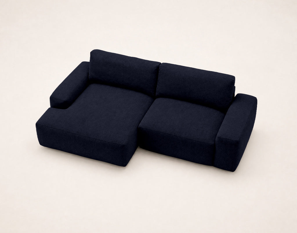 Tama - 4-Seater Corner Sofa Bed with Storage - Fabric - Navy Blue