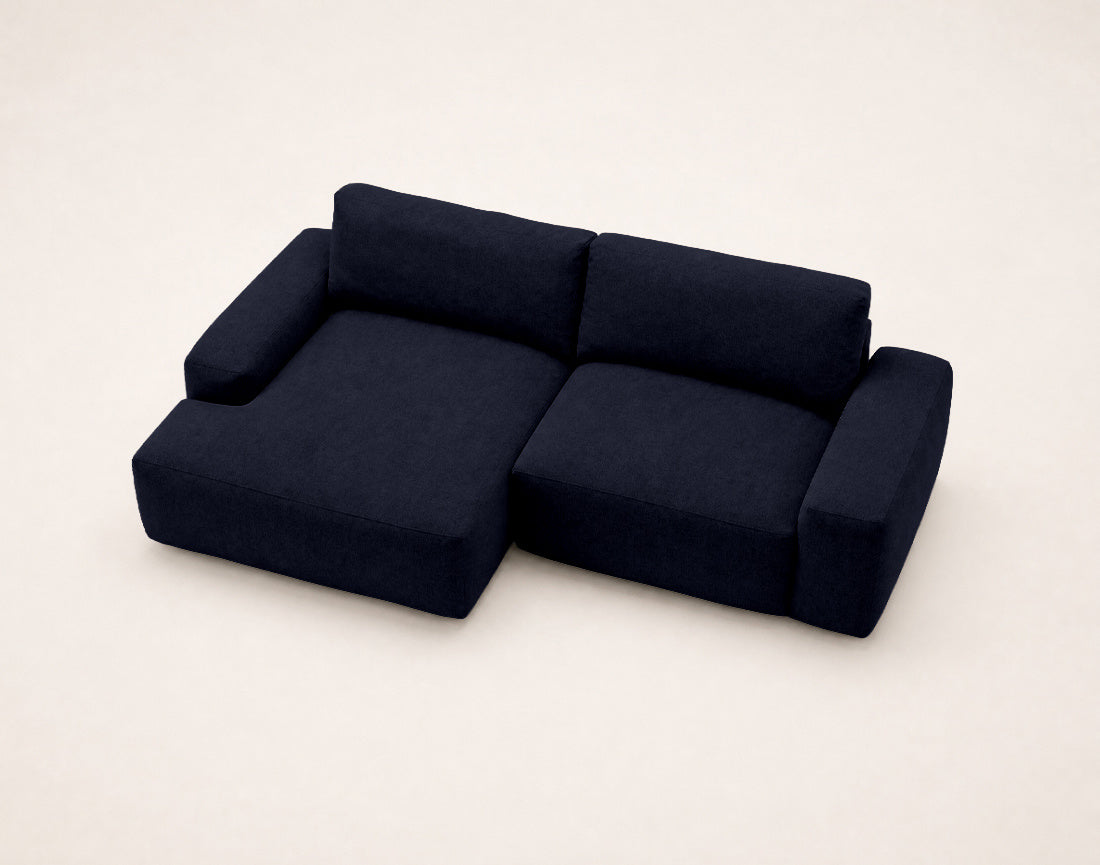Tama - 4-Seater Corner Sofa Bed with Storage - Fabric - Navy Blue