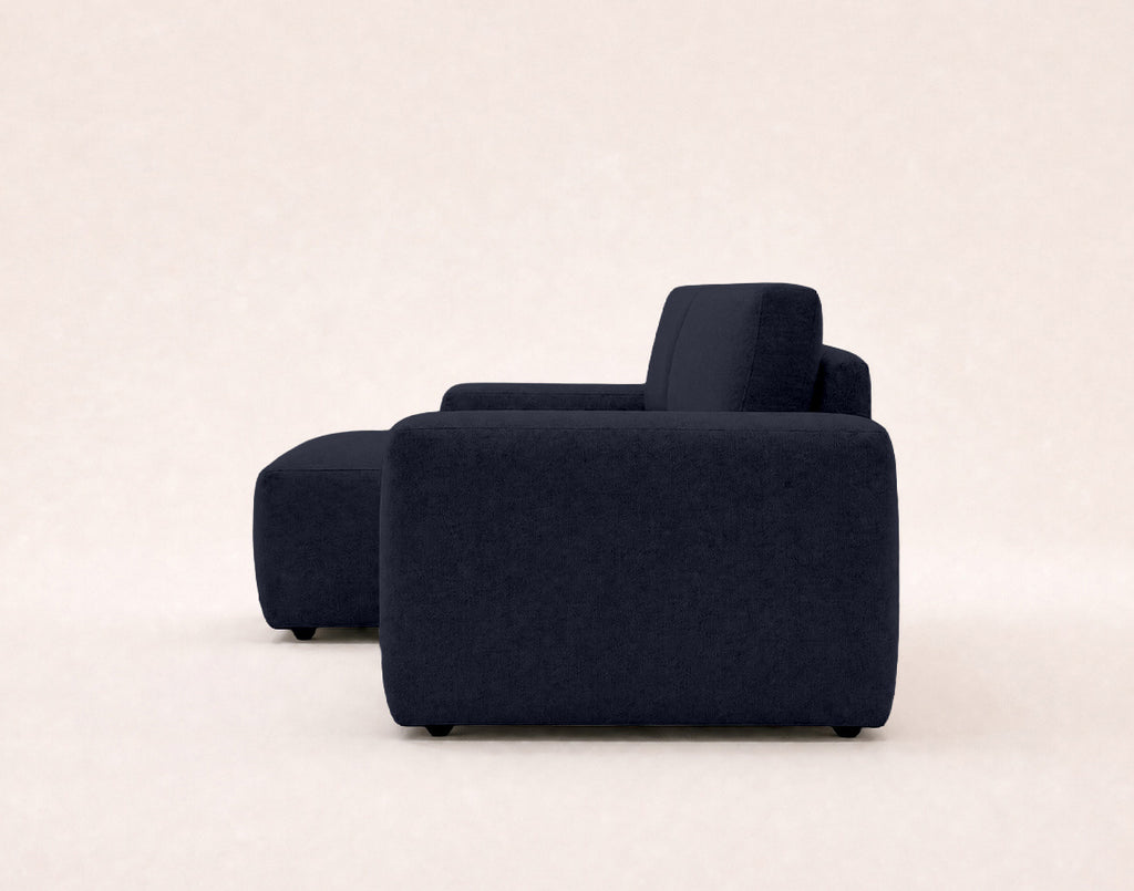 Tama - 4-Seater Corner Sofa Bed with Storage - Fabric - Navy Blue