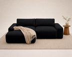 Tama - Canapé D'Angle 4 Places Convertible Avec Coffre - Tissu - Noir