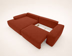 Tama - Sofá Rinconero 4 Plazas Convertible Con Arcón - Tejido - Terracota