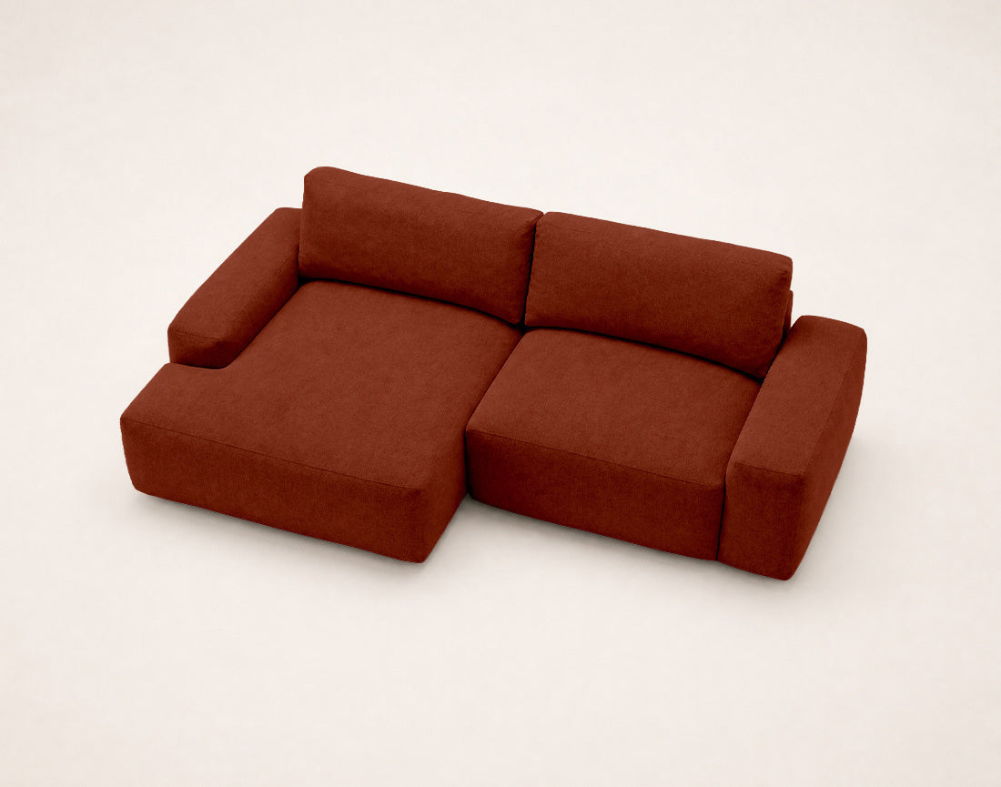 Tama - Sofá Rinconero 4 Plazas Convertible Con Arcón - Tejido - Terracota