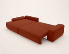 Tama - Sofá Rinconero 4 Plazas Convertible Con Arcón - Tejido - Terracota