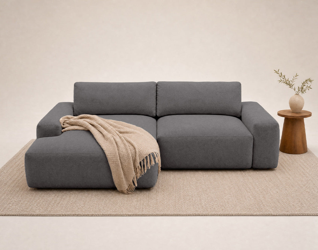 Tama - 4-Seater Corner Sofa Bed with Storage - Fabric - Grey