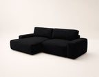Tama - Canapé D'Angle 4 Places Convertible Avec Coffre - Tissu - Noir