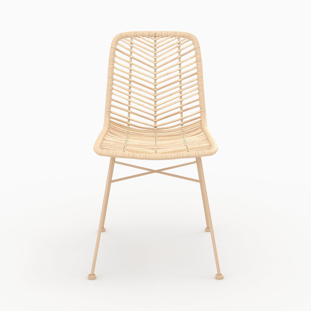 Tamara - Lot De 2 Chaises En Rotin Naturel Et Pieds Beiges