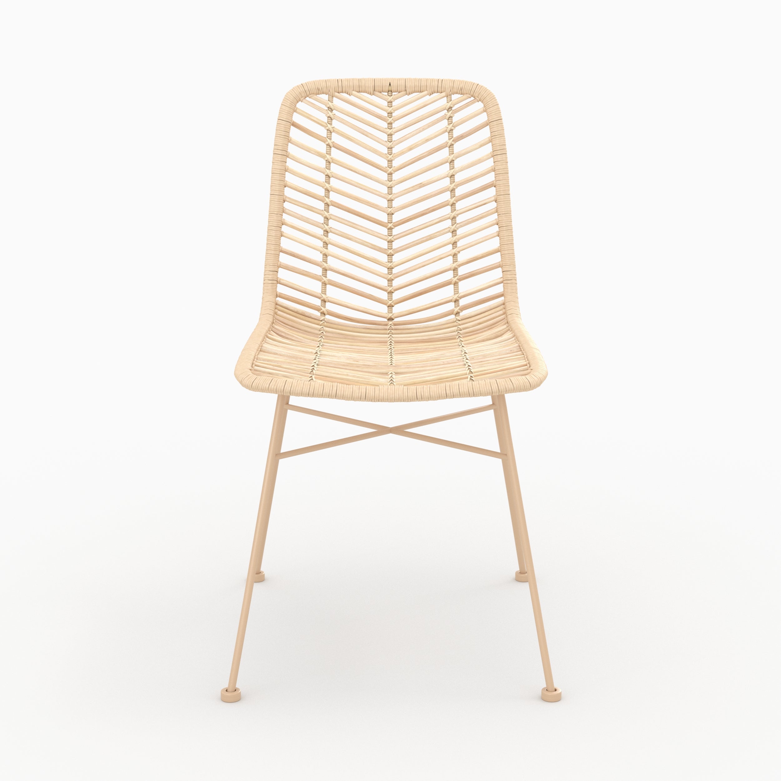 Tamara - Lot De 2 Chaises En Rotin Naturel Et Pieds Beiges