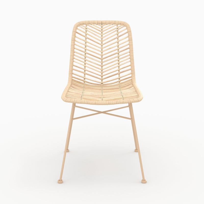 Chaise Tamara en rotin naturel pieds beiges (lot de 2)