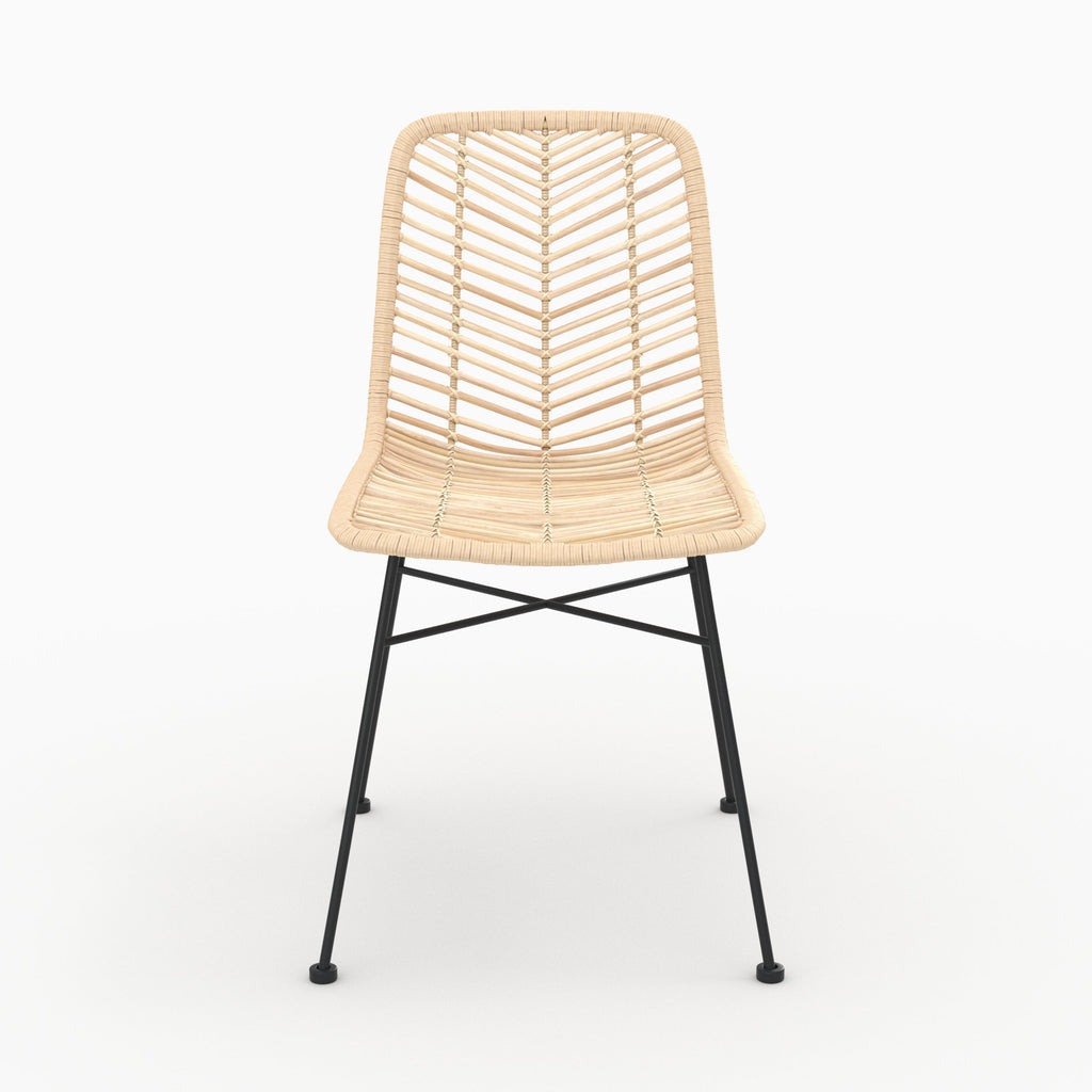 Tamara - Lot De 2 Chaises En Rotin Naturel Et Pieds En Métal Noir