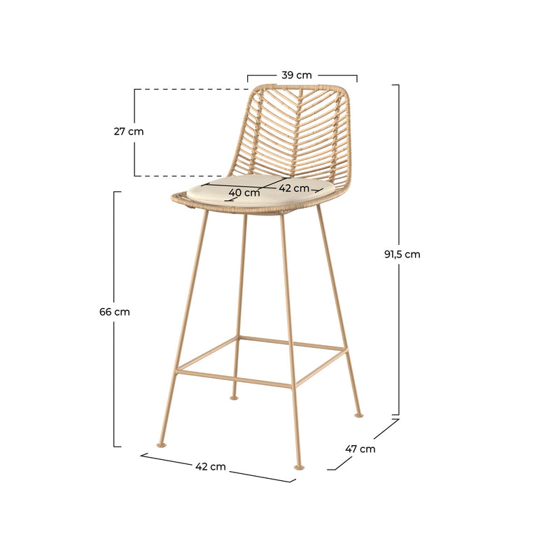 Set of 2 Tamara Bar Stools - Beige