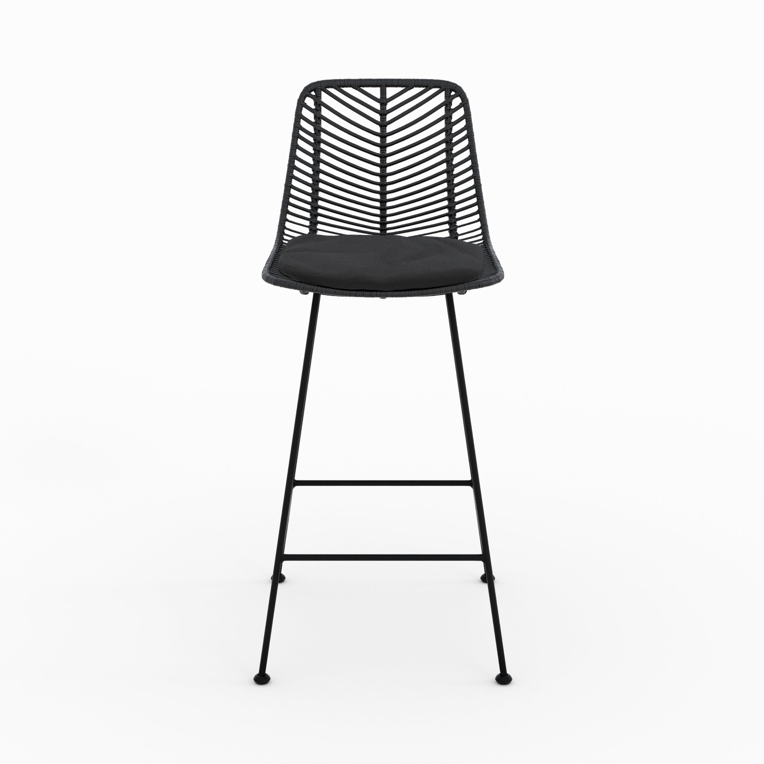 Tamara - Lot De 2 Chaises Pour Îlot Central En Rotin Noir
