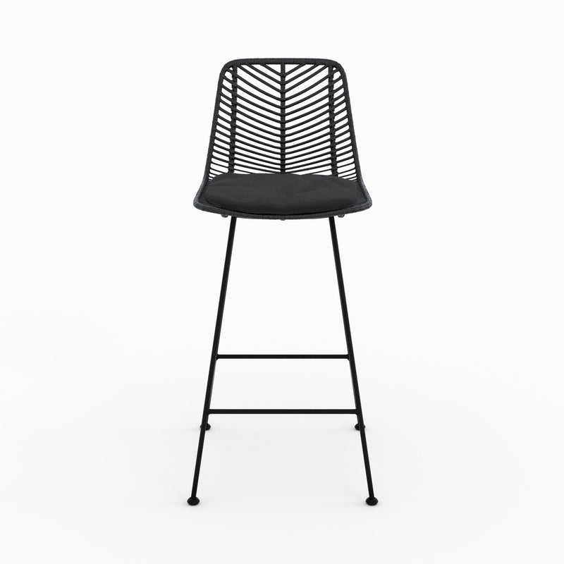 Lot de 2 chaises pour îlot central 66 cm Tamara en rotin noir