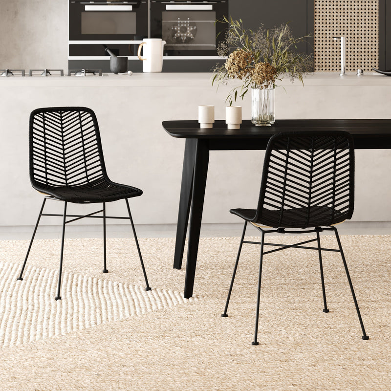 Chaise Tamara en rotin noir (lot de 2)