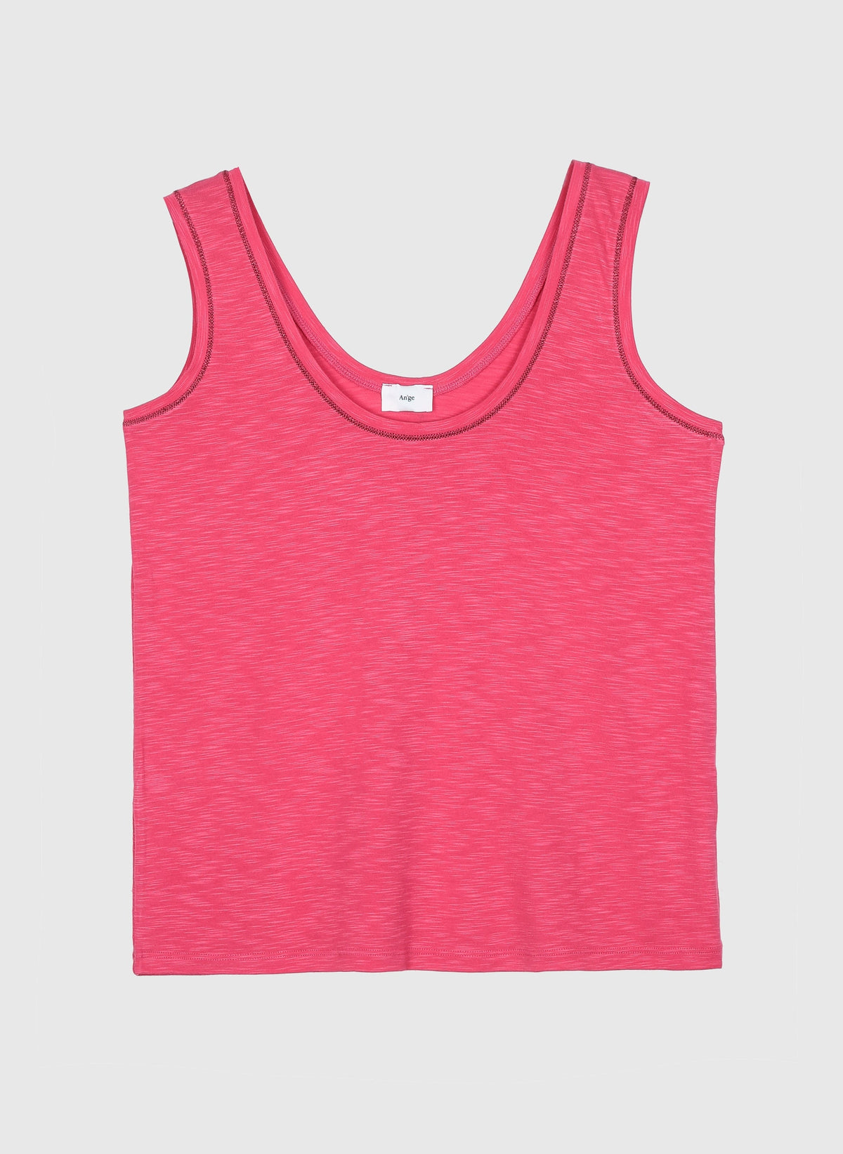 An'ge – Debardeur Tanessa Framboise, débardeur rose fuchsia en coton, vue de face, sur fond uni