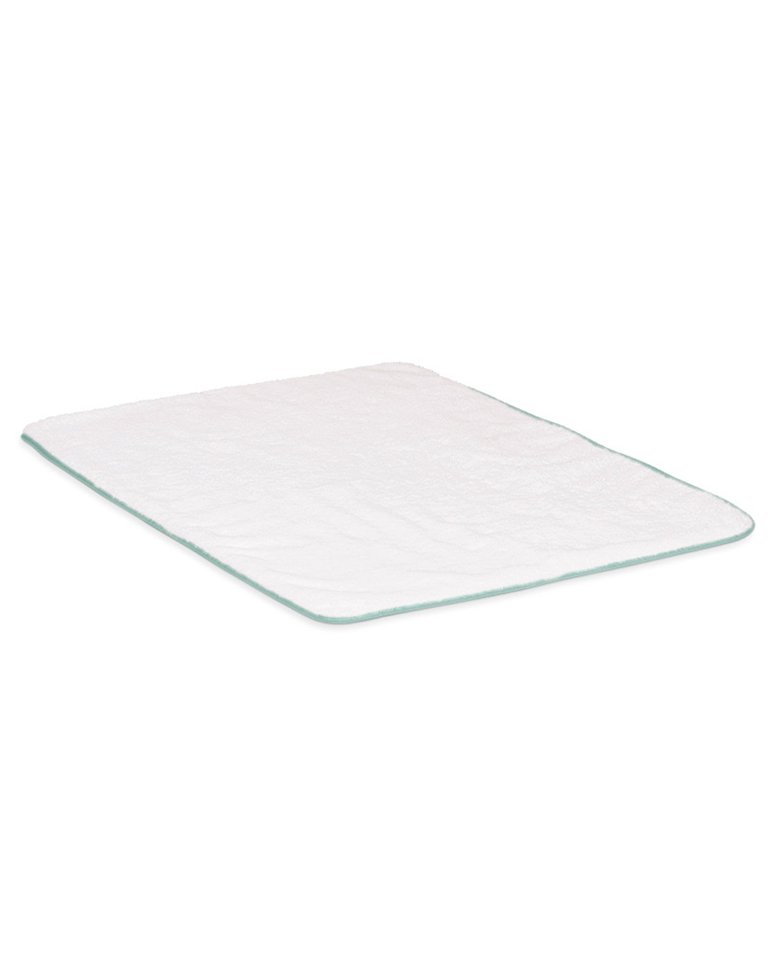 Tapis De Bain - Blanc Liseré Bleu Givré