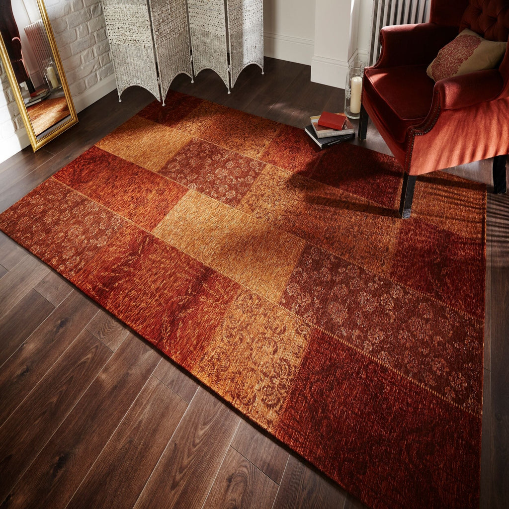 Tappeto patchwork color terracotta