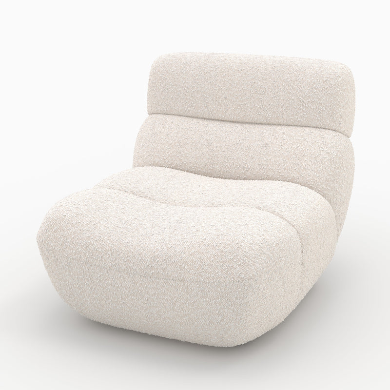 Fauteuil Teddy en tissu bouclé blanc