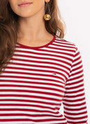 Tommy Hilfiger - Tee-Shirt A Rayures - Wine Red White - Femme