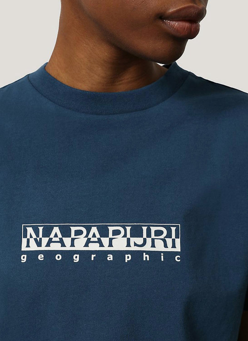 Napapijri - Tee Shirt Cropped S Box W - Blu Marine - Femme