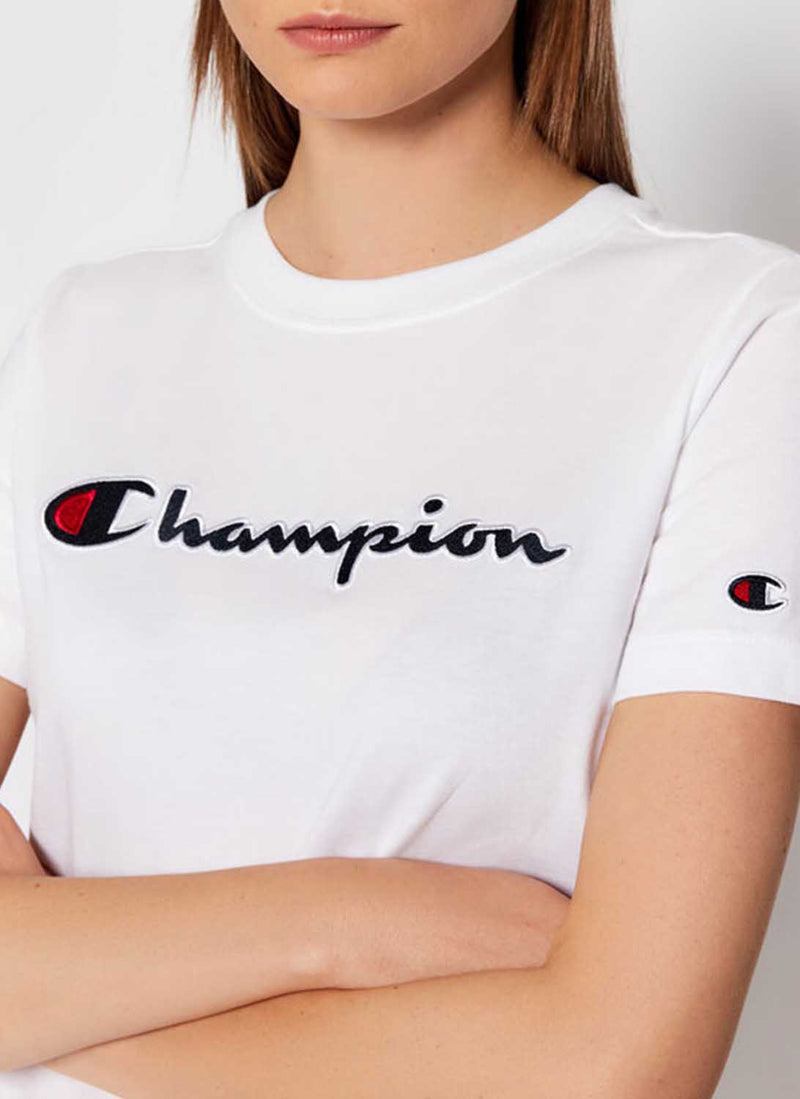 Champion - Tee-Shirt En Coton - Blanc - Femme