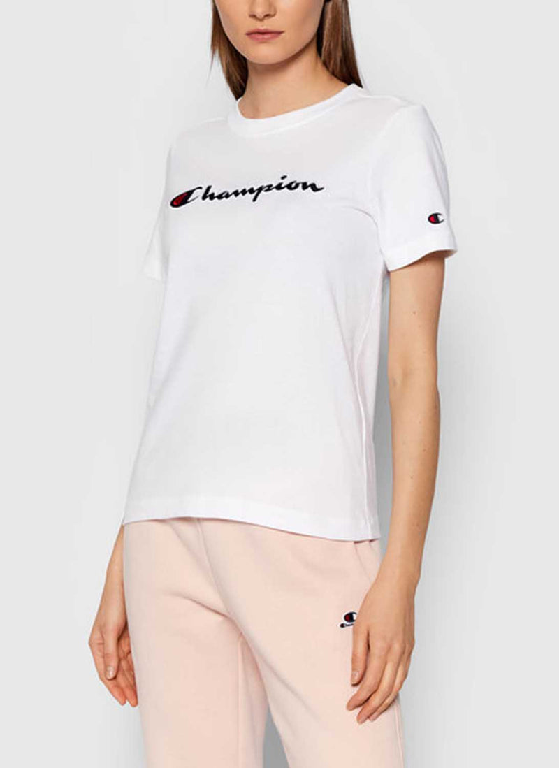 Champion - Tee-Shirt En Coton - Blanc - Femme