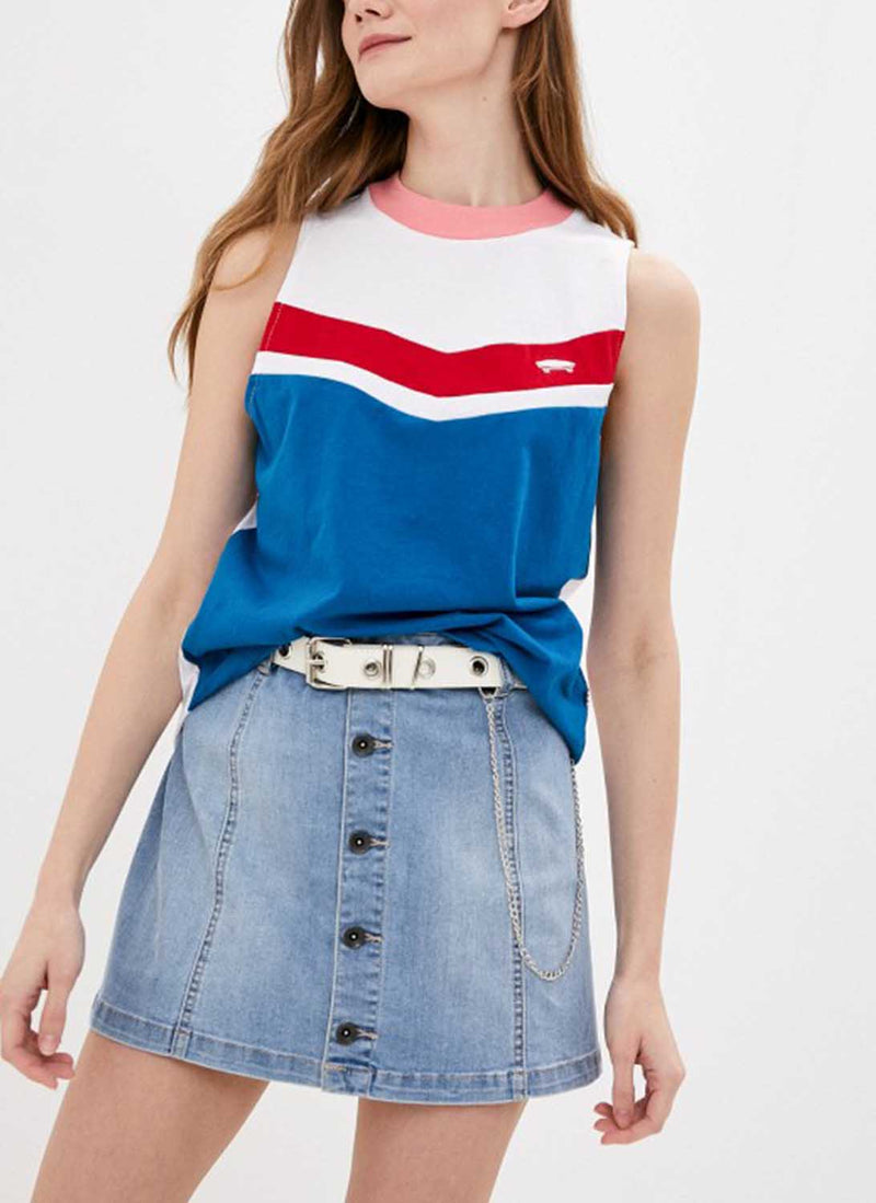 Vans - Tee -Shirt Inverce Tank - Blue Pink Red - Femme