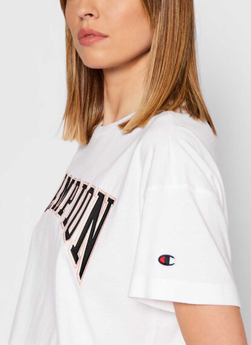 Champion - Tee-Shirt Logo Old School - Blanc - Femme