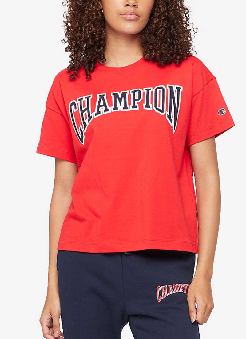 Champion - Tee-Shirt Logo Old School - Rouge - Femme