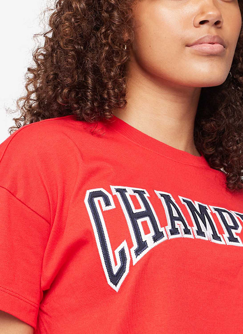 Champion - Tee-Shirt Logo Old School - Rouge - Femme