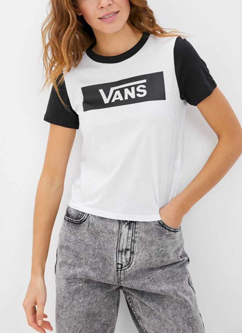 Vans - Tee-Shirt Vans Trangle Range Ringer - Black - Femme