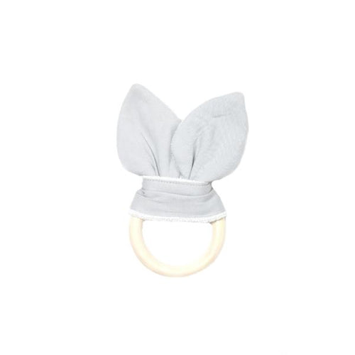 anneau de dentition en bois oreilles chat gris en coton biologique fabelab