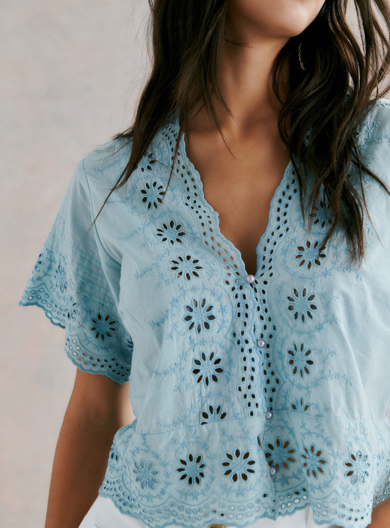 BLOUSE DENTELLE MANCHE COURTE TESSA PETITE MENDIGOTE