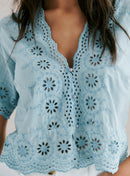 BLOUSE DENTELLE MANCHE COURTE TESSA PETITE MENDIGOTE