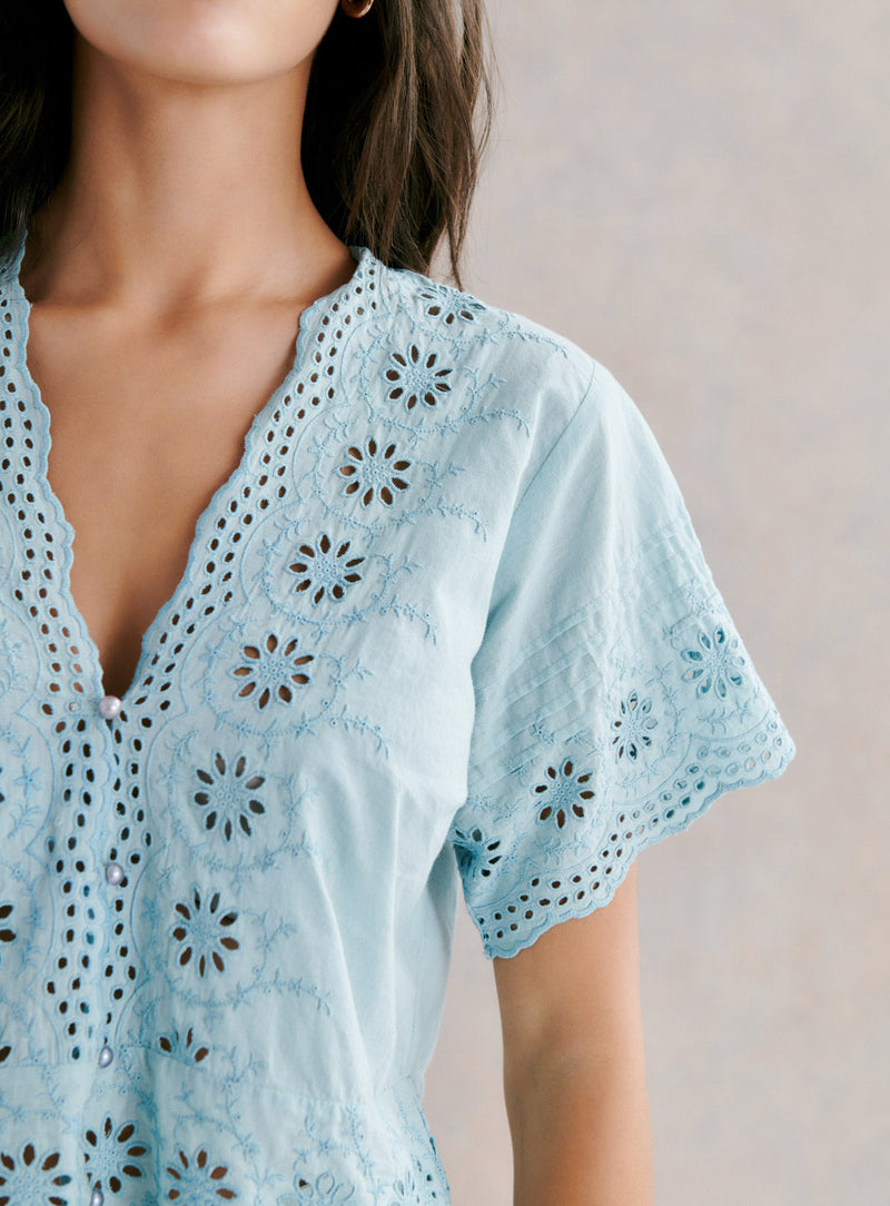 BLOUSE DENTELLE MANCHE COURTE TESSA PETITE MENDIGOTE