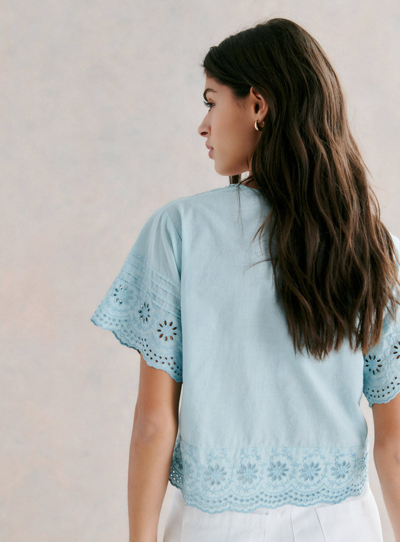 BLOUSE DENTELLE MANCHE COURTE TESSA PETITE MENDIGOTE