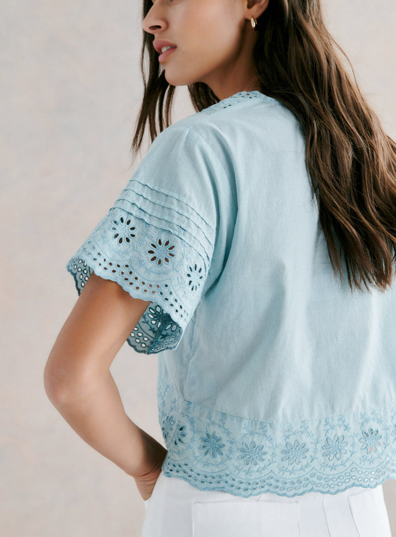 BLOUSE DENTELLE MANCHE COURTE TESSA PETITE MENDIGOTE