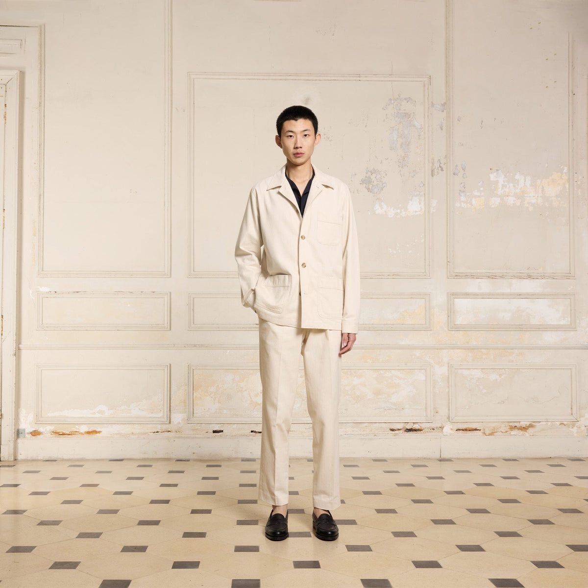 Veste De Travail En Coton Écrue