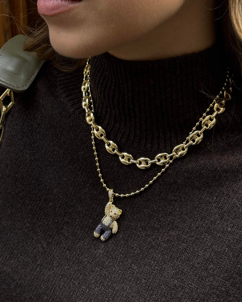 Collar de granos de café de oro