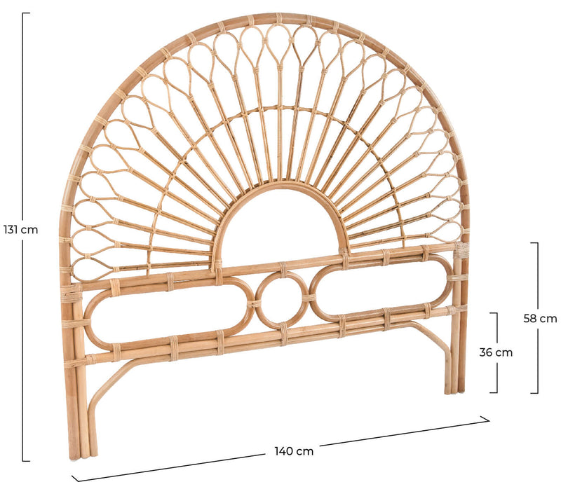 tete de lit arrondie en rotin bahia 140 cm