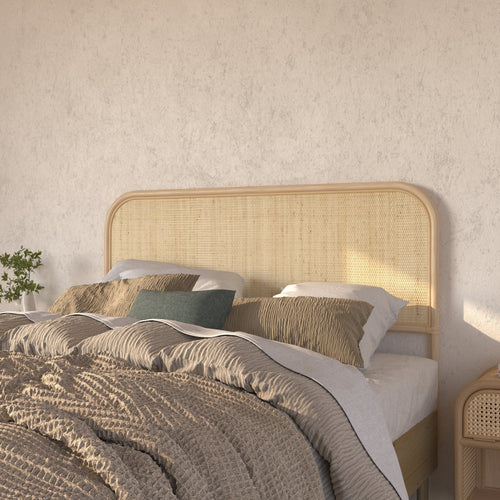 tete de lit en rotin rectangulaire bord arrondi 140 cm grace