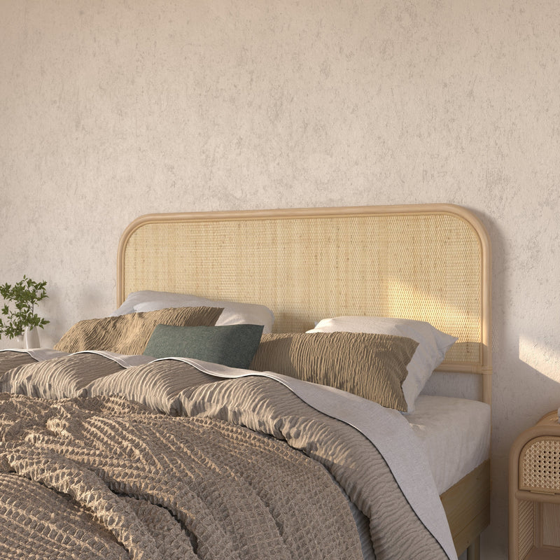 tete de lit en rotin rectangulaire bord arrondi 140 cm grace