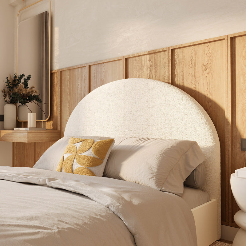 Tête de lit Eva en tissu bouclé beige 160 cm