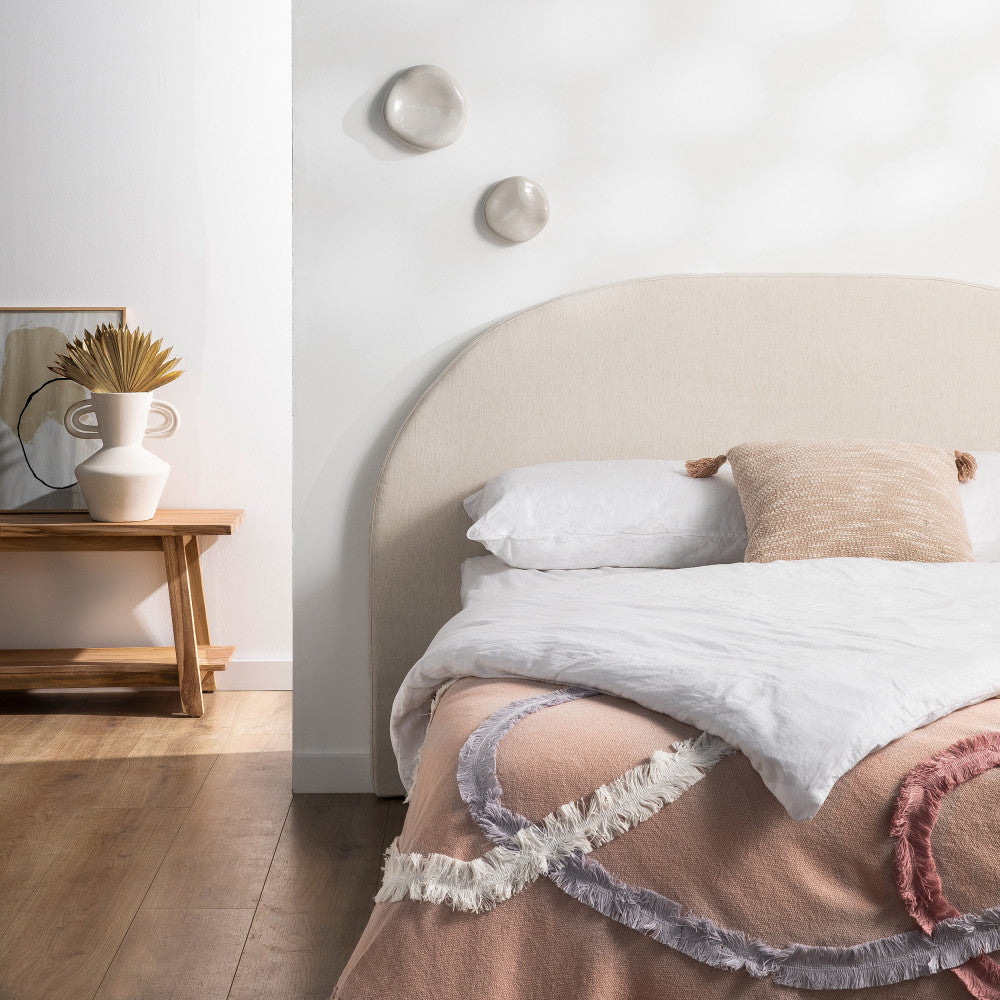 Noussa - Half-Moon Cotton and Linen Headboard - Natural