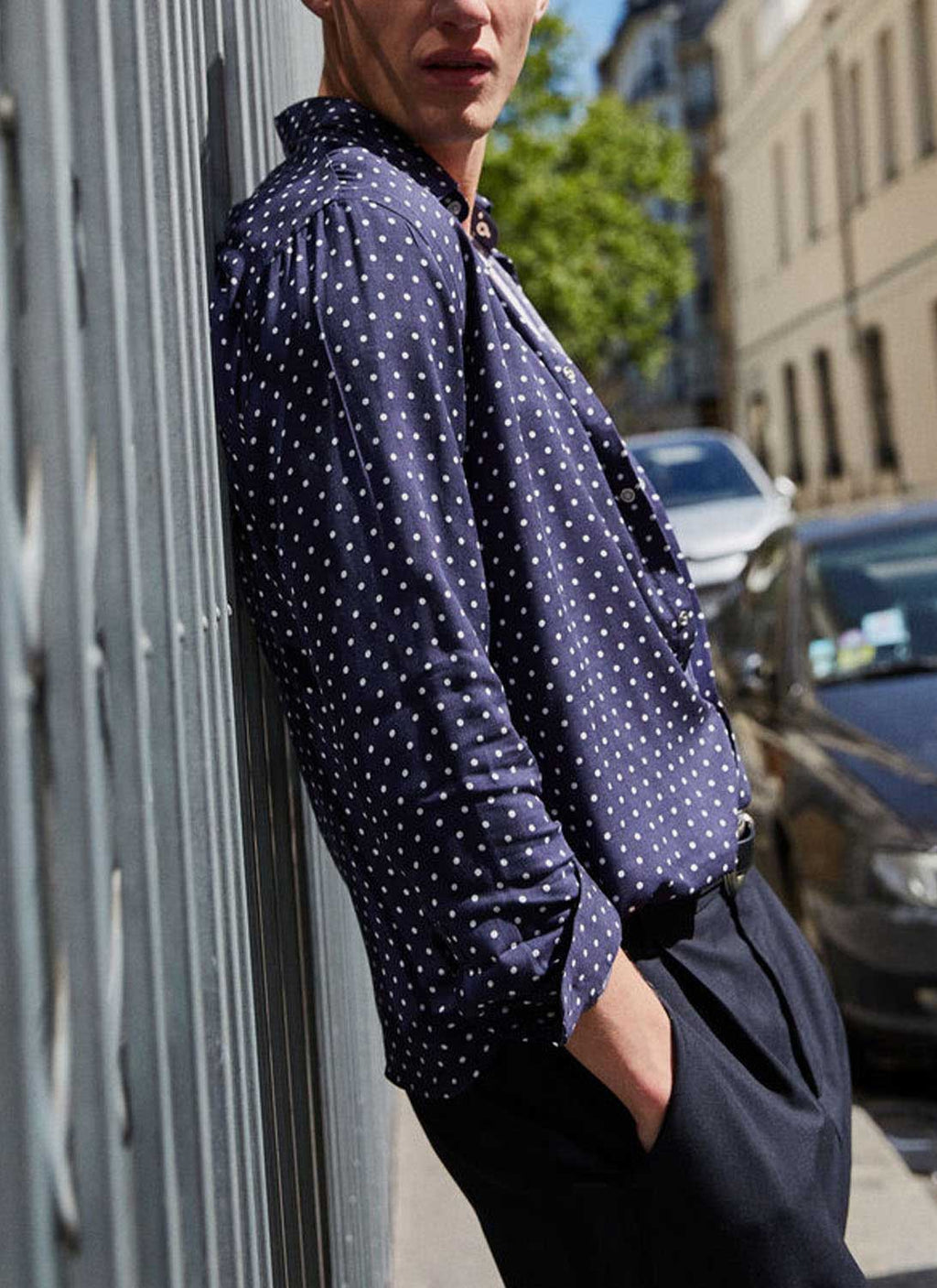 The Kooples - Polka Dot Shirt - Blue/Offwhite - Men