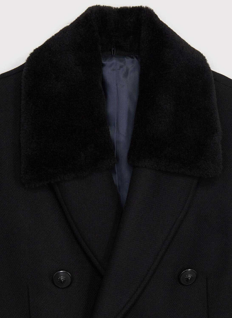 The Kooples - Manteau Croisé Avec Col Amovible - Black - Homme