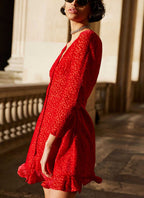The Kooples - Abito Con Motivo Leopardato In Rilievo - Rosso - Donna