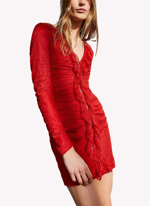 The Kooples - Robe Dentelle - Red - Femme