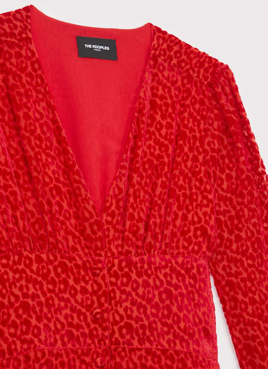The Kooples - Abito Con Motivo Leopardato In Rilievo - Rosso - Donna