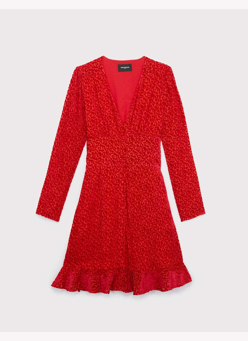 The Kooples - Robe À Relief Léopard - Red - Femme